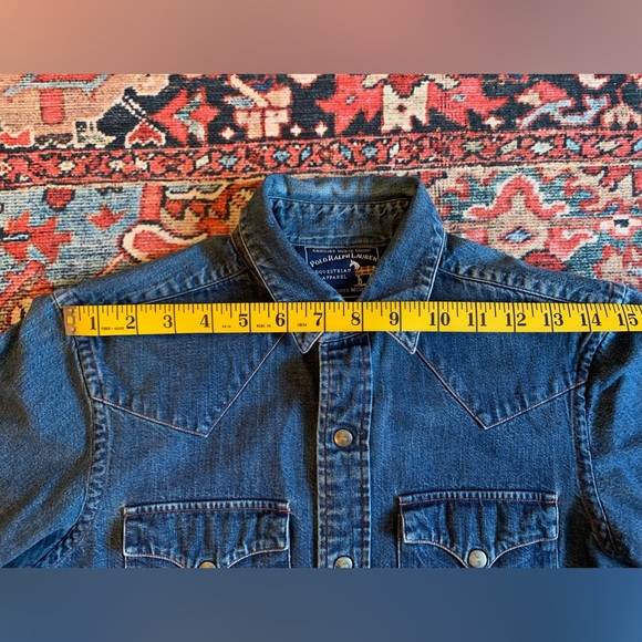 Vintage Polo Ralph Lauren Button Up Jean Shirt S/M - Picture 9 of 9